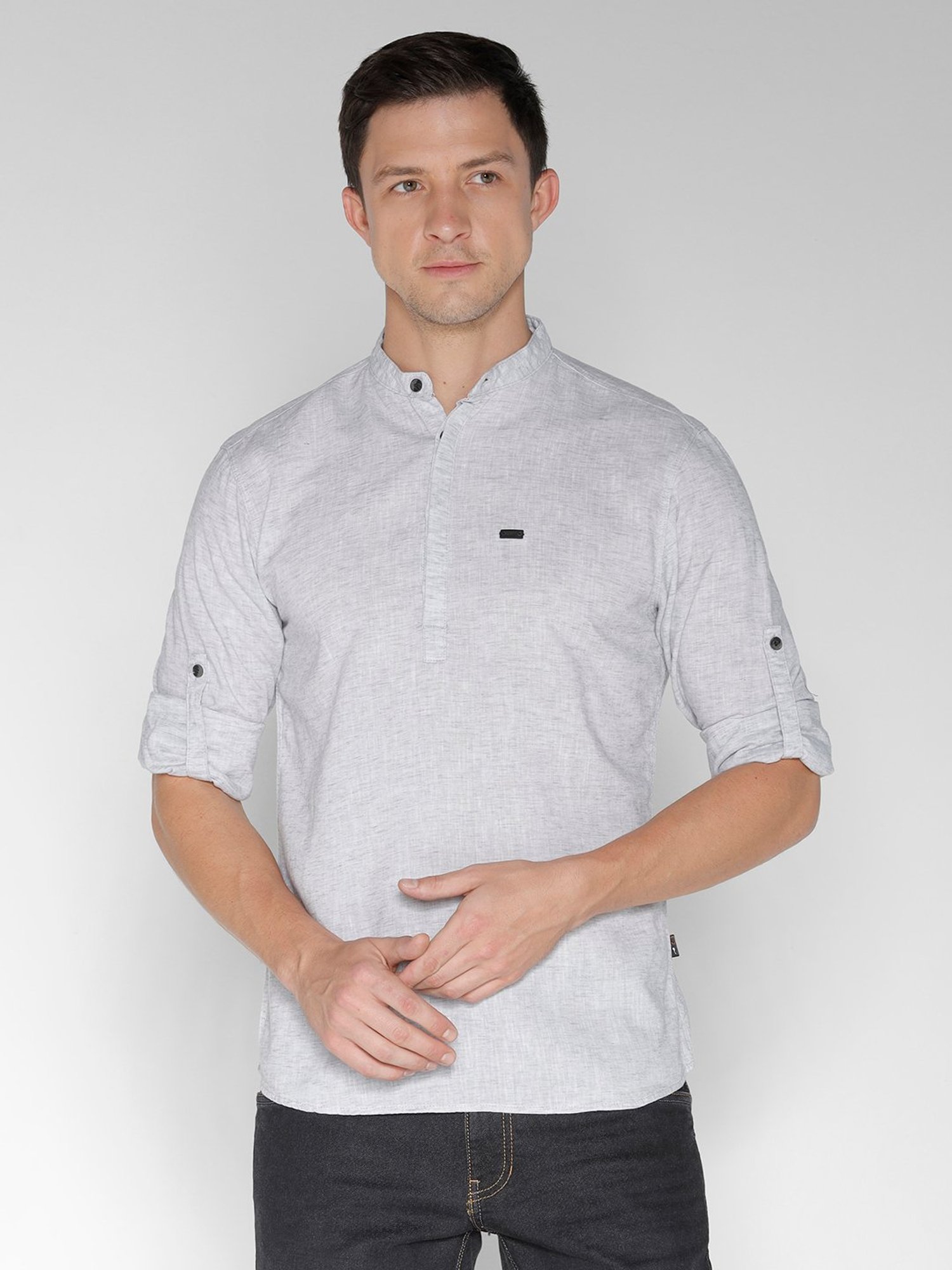 Identiti Light Grey Slim Fit Shirt