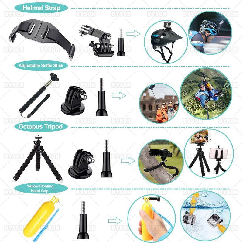 Ackmioxy 61 in 1 Action Camera Accessories Kit for GoPro Hero 9 8 7 6 5 4 Hero Session 5 Black Insta360 SJ4000 5000 6000 Xiaomi Yi DJI AKASO Campark Action Camera