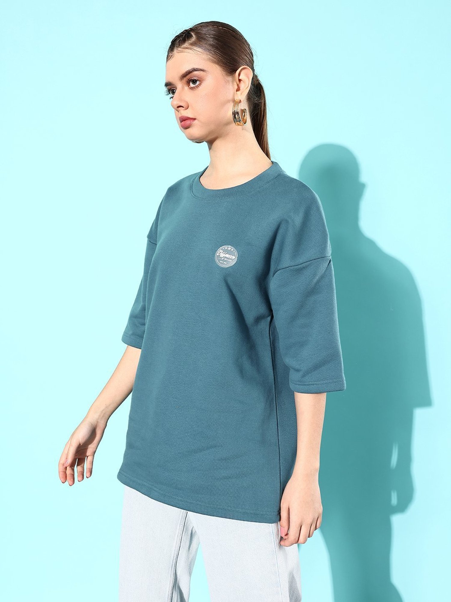 Difference of Opinion Teal Fleece Oversized Sweatshirt