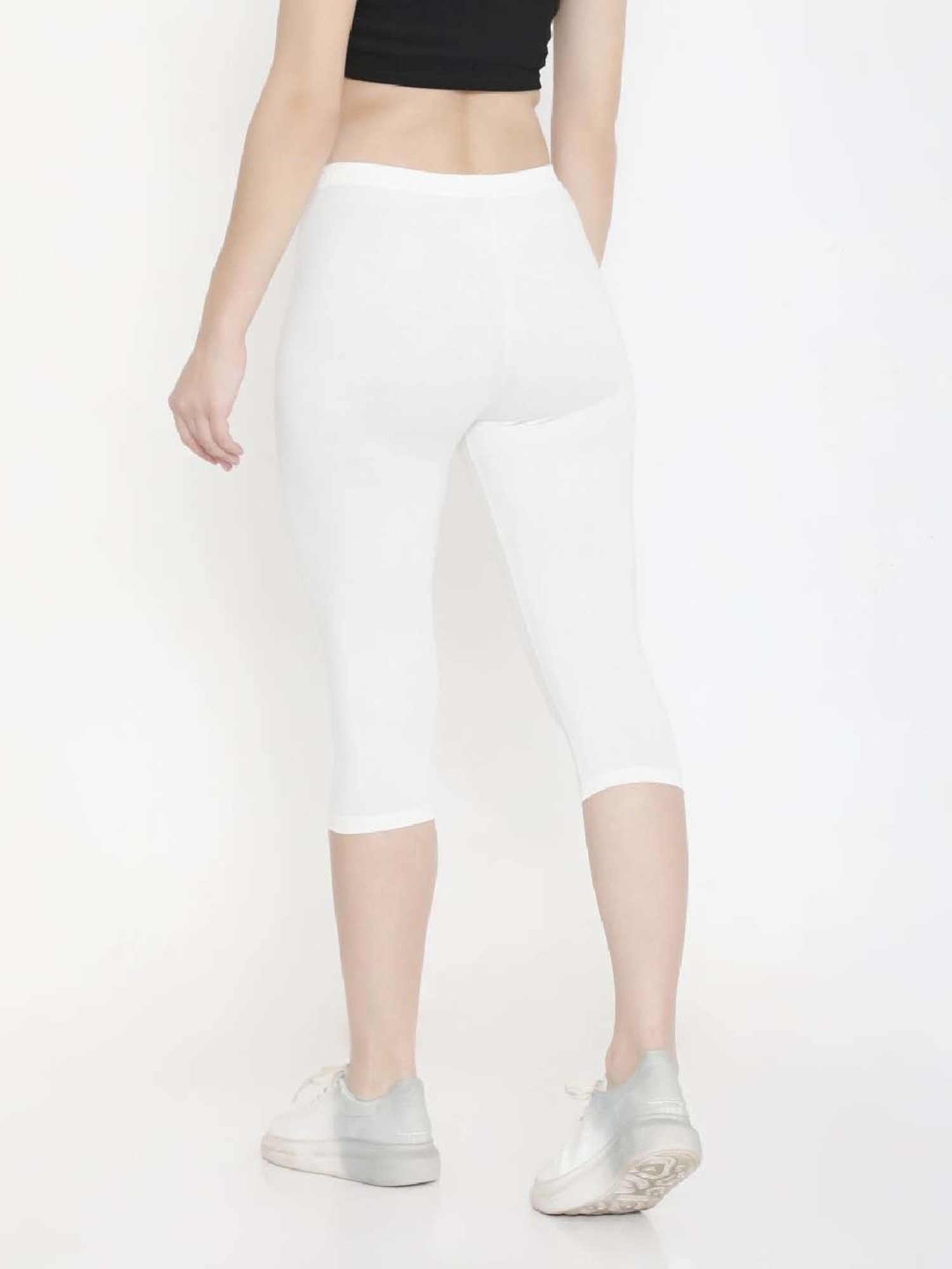 FEELINGS White Cotton Plain Capris