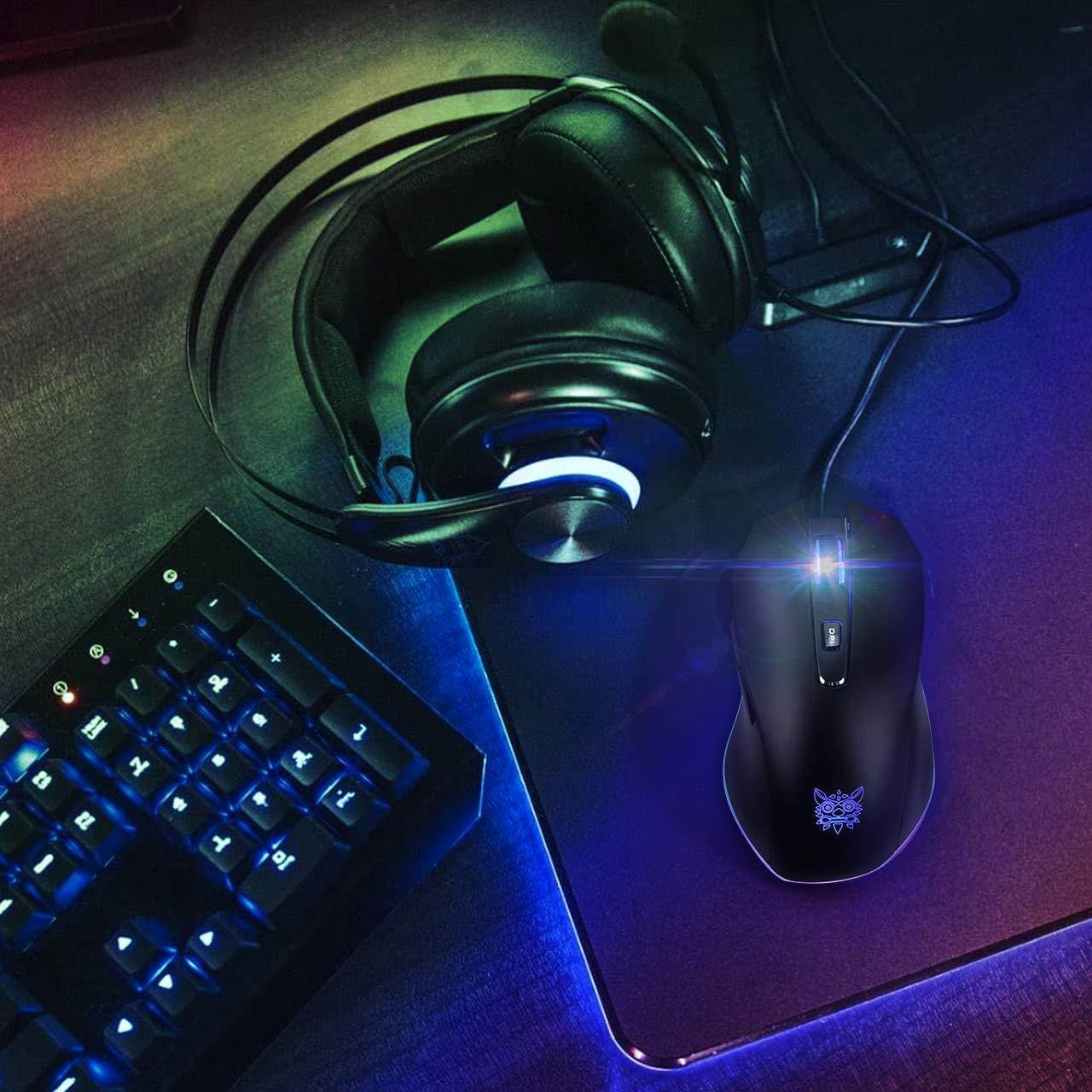 ONIKUMA USB Wired Gaming Mouse with 8000 DPI & 6 Programmable Buttons & RGB Breathing Lights for PC, Mac, Laptop, Desktop Computer Bundle with Thin Mouse Pad