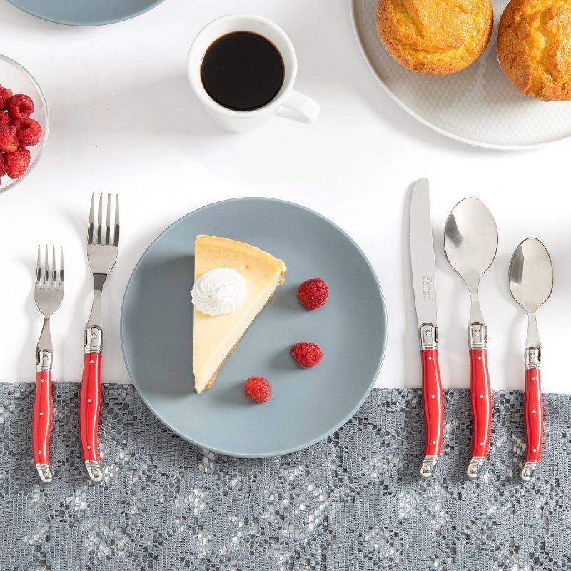 French Home Laguoile 20pc Stainless Steel Silverware Set Dark Red