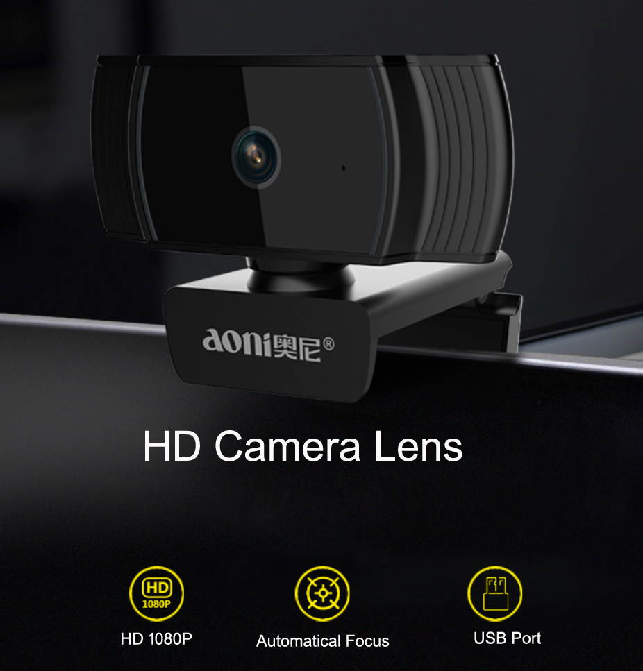 Web Camera Lens HD 1080P Visual 65 Degree Angle Automatical Focus Manually Rotate Lens With Digital Microphone to Keep Clear Voice USB Connecting Computer