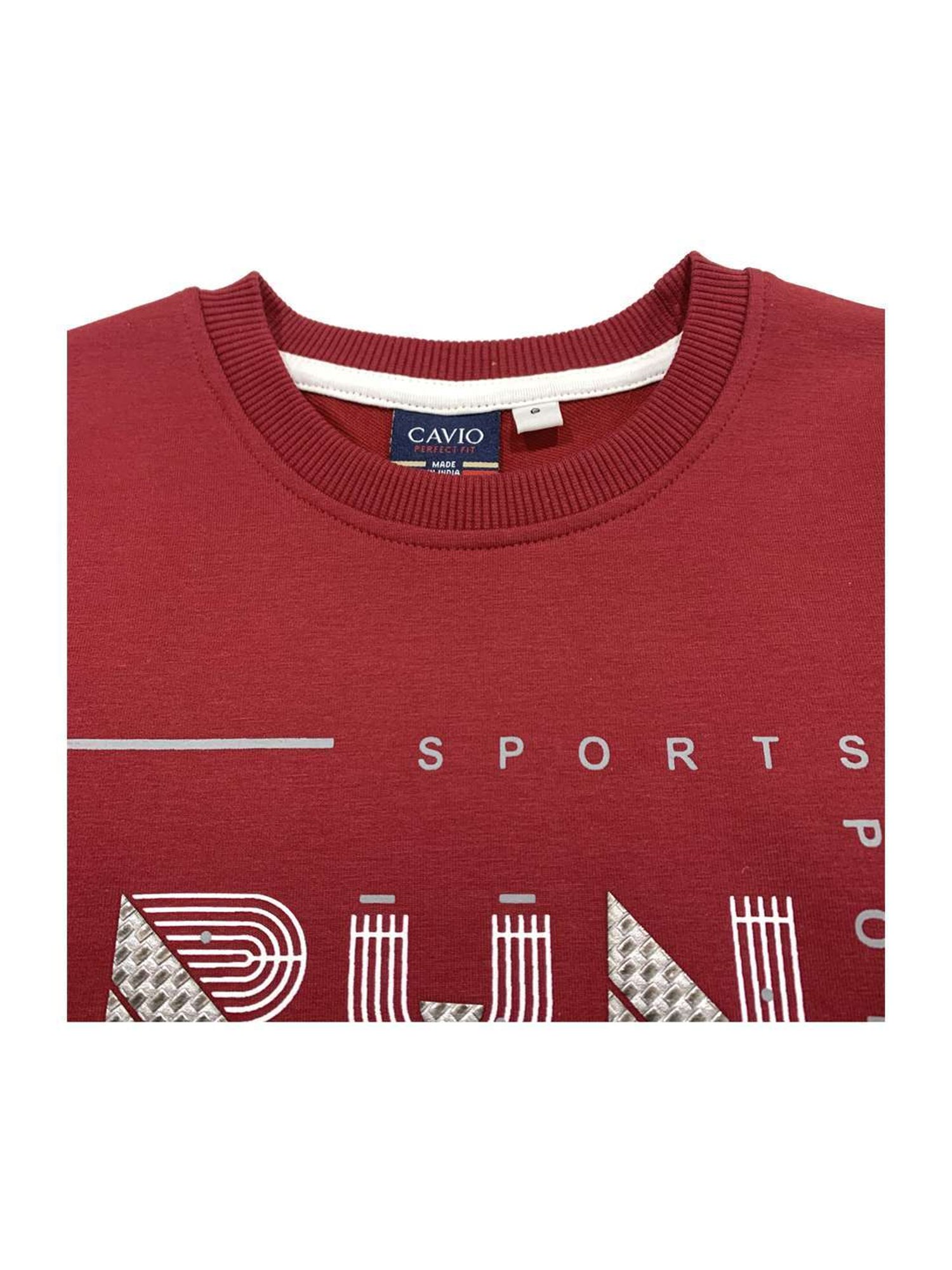 Cavio Kids Maroon Printed Full Sleeves T-Shirt