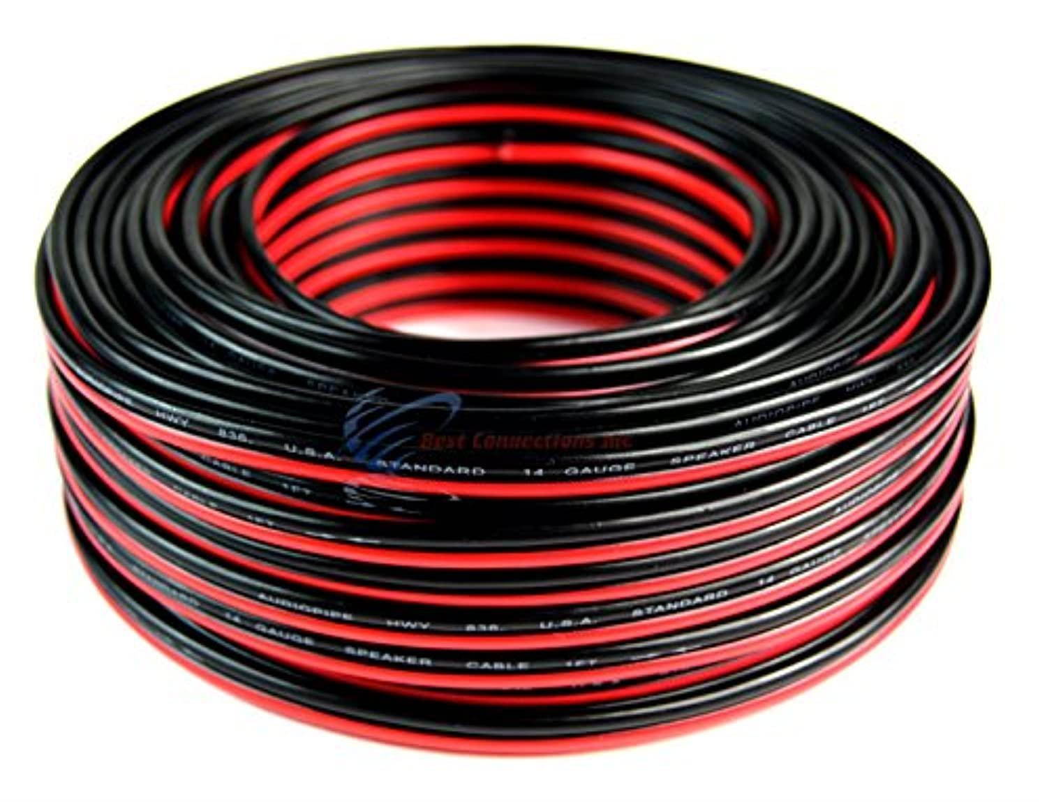 100' feet 14 gauge red black stranded 2 conductor speaker wire car home audio ga