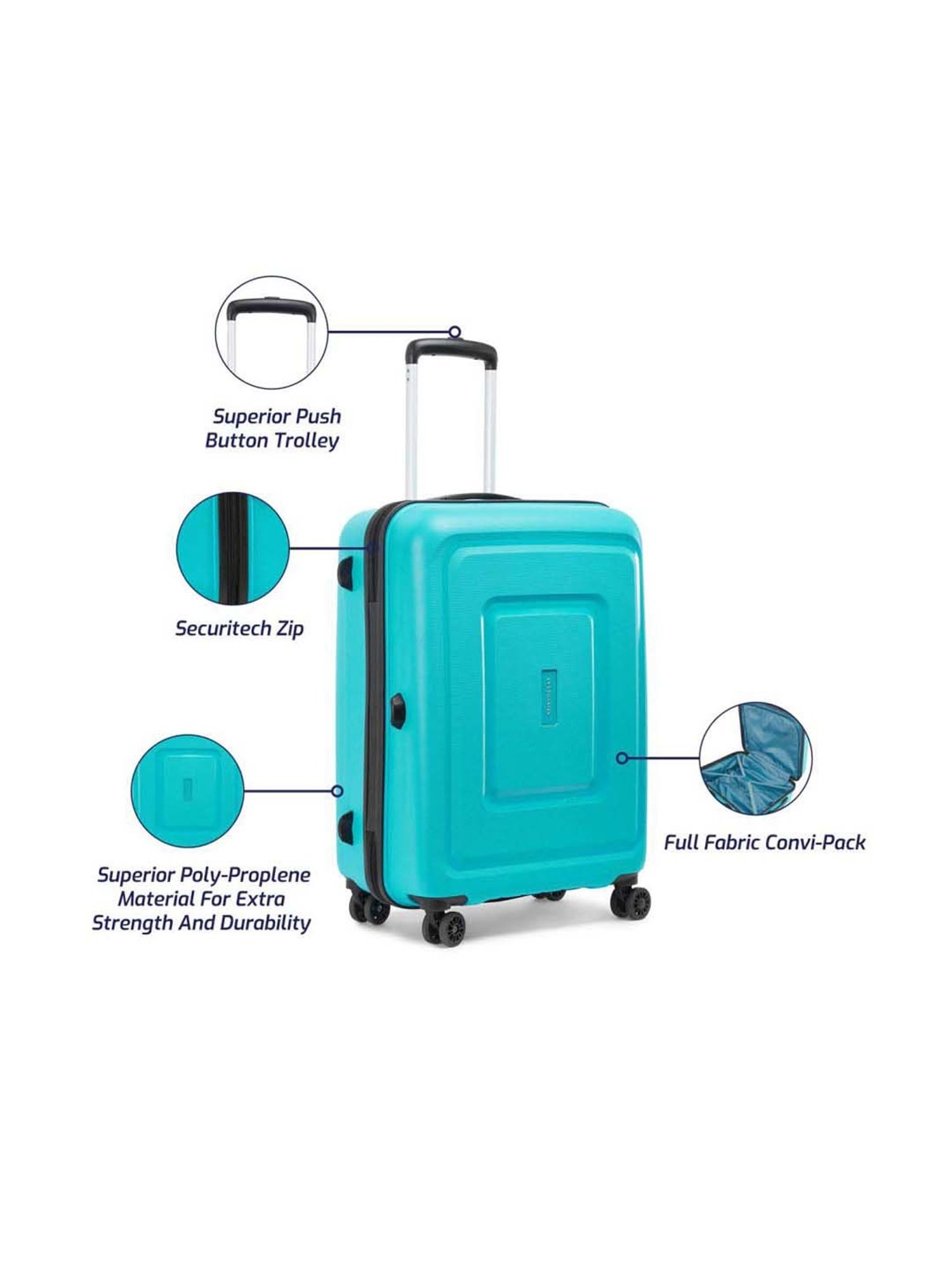Aristocrat Endeavour Turquoise Textured Hard Medium Trolley Bag - 48 cm