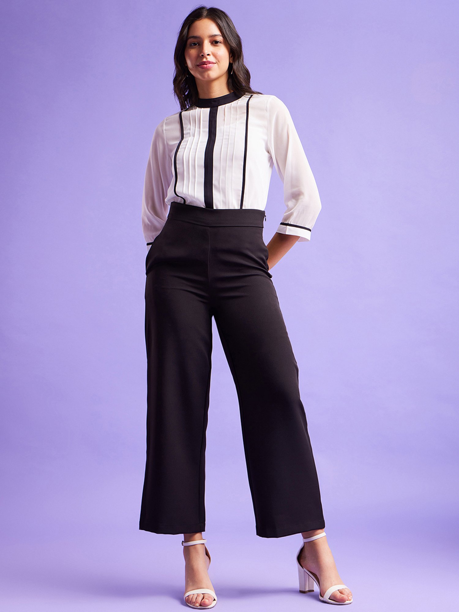 Fablestreet White Striped Top