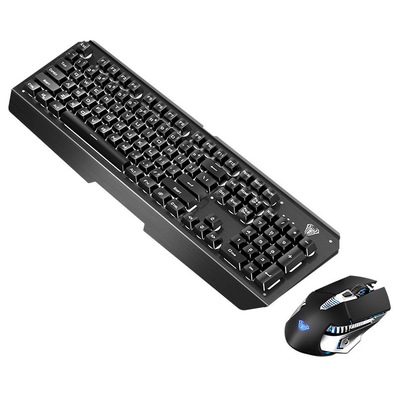 AULA T600 Rechargeable Mechanical Feeling Keyboard, 2.4GHz Wireless Connectivity, 26 Non-conflicting Keys(White Backlit)