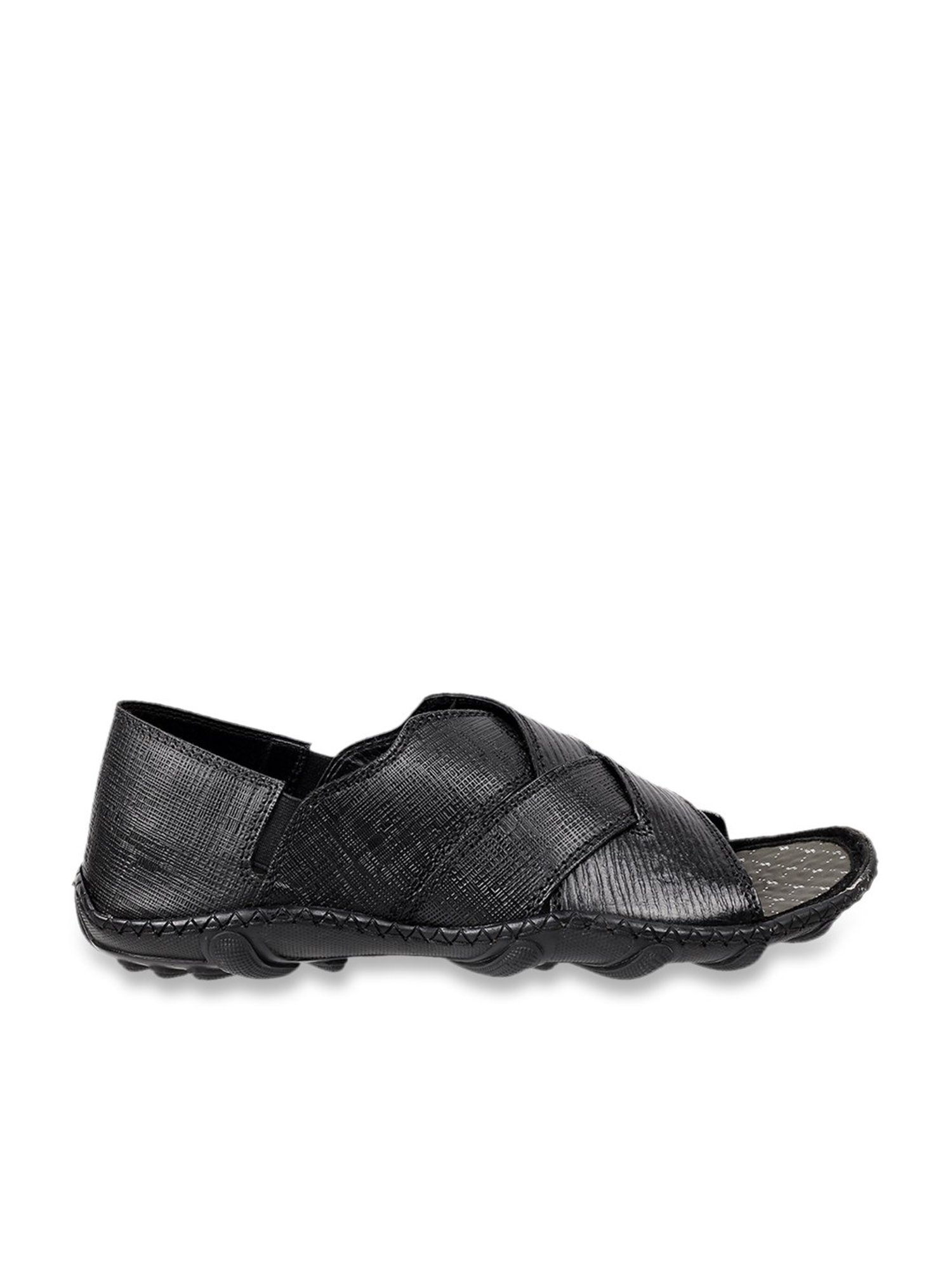J. Fontini by Mochi Men's Black Cross Strap Sandals