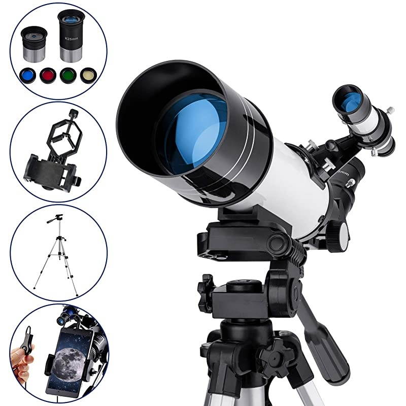 Refractive Astronomy Telescope, HD High Magnification, Dual-Use, Suitable for Adults or Children Beginners, Portable, Equipped with Tripod, Smartphone Adapter
