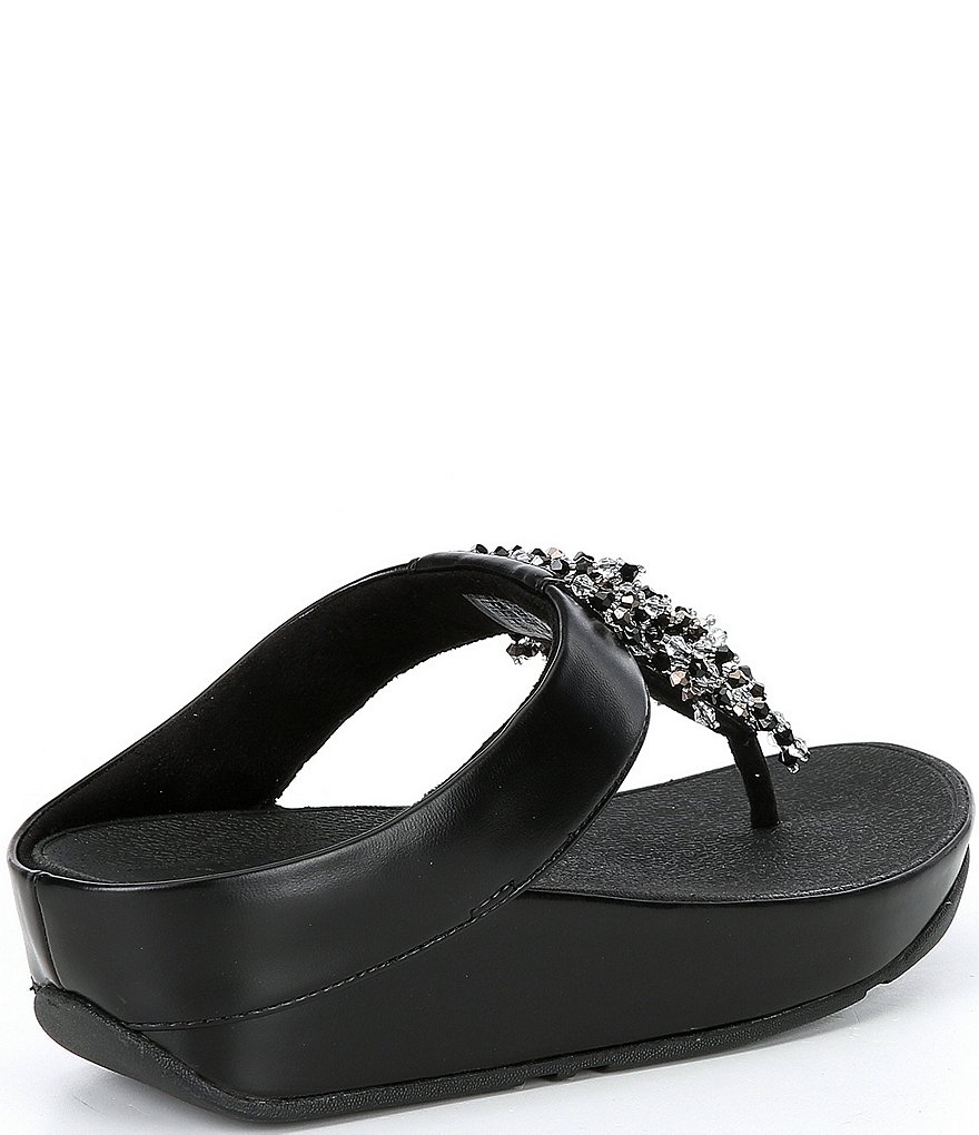 FitFlop Rumba Beaded Fringe Detail Toe-Post Wedge Sandals