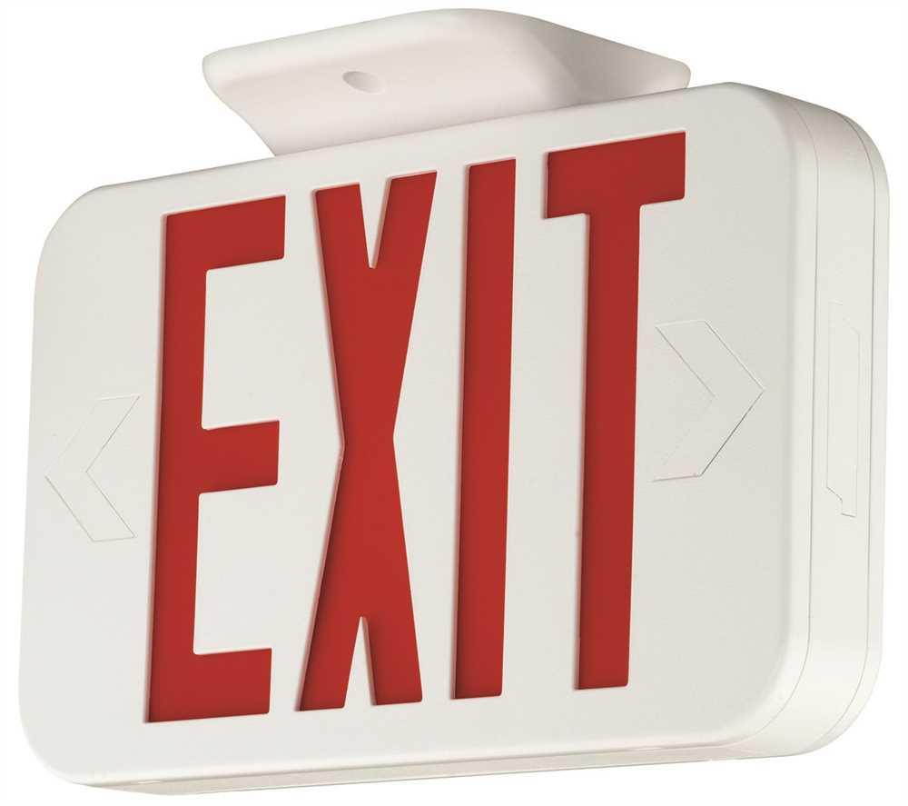Number of Faces 1 or 2,  LED,  Exit Sign,  White,  Plastic,  Letter Color Red