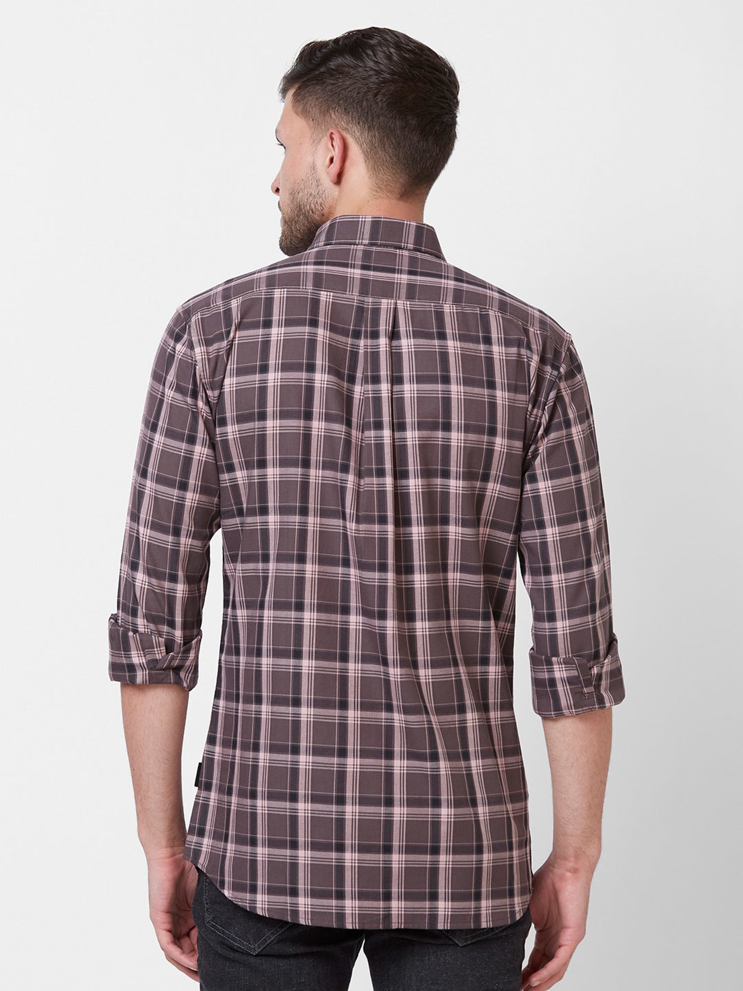 Kenneth Cole New York Purple Slim Fit Check Cotton Shirt