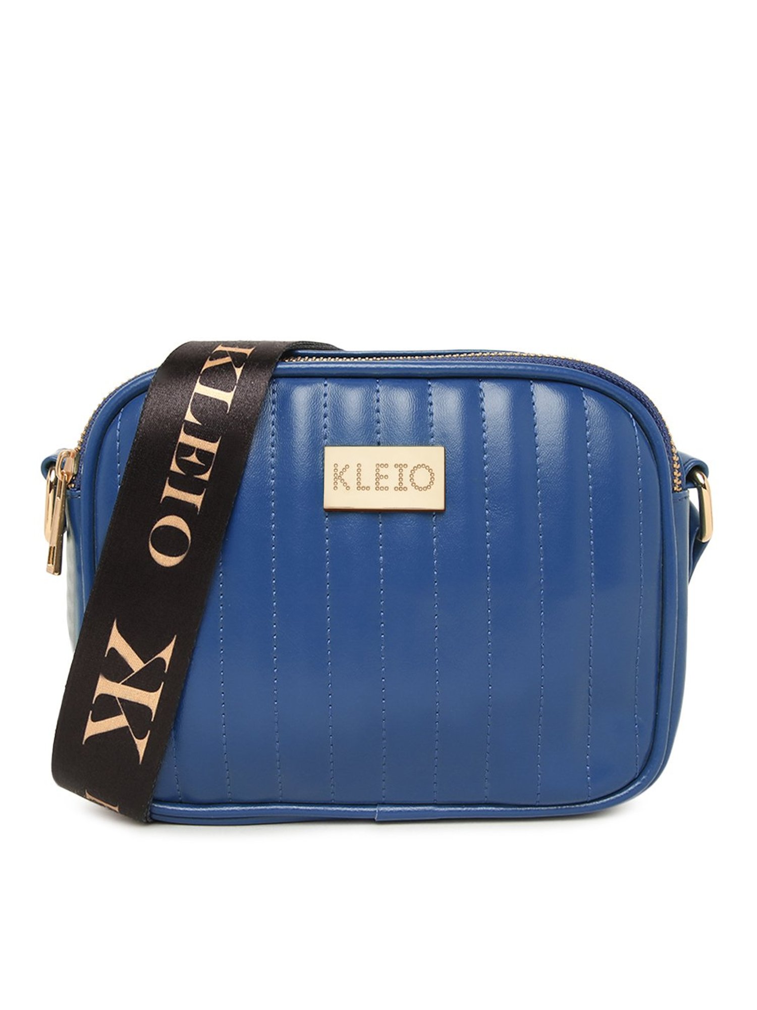 KLEIO Blue Textured Medium Sling Handbag