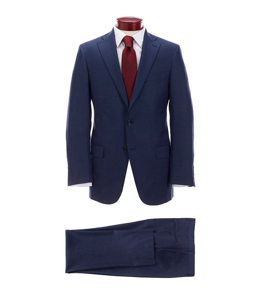 Hart Schaffner Marx Classic Fit Blue Solid Wool Suit