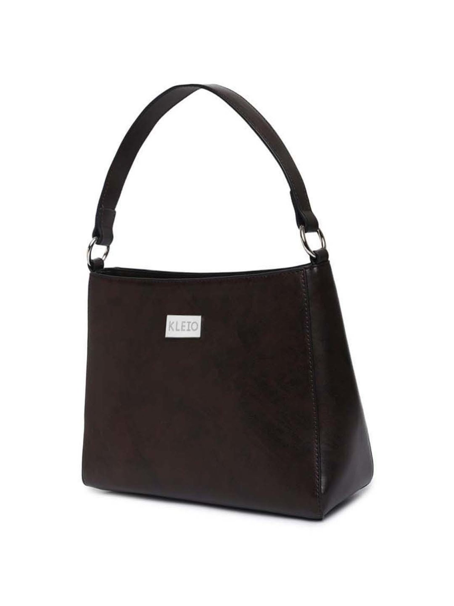 KLEIO Dark Brown Solid Medium Hobo Handbag