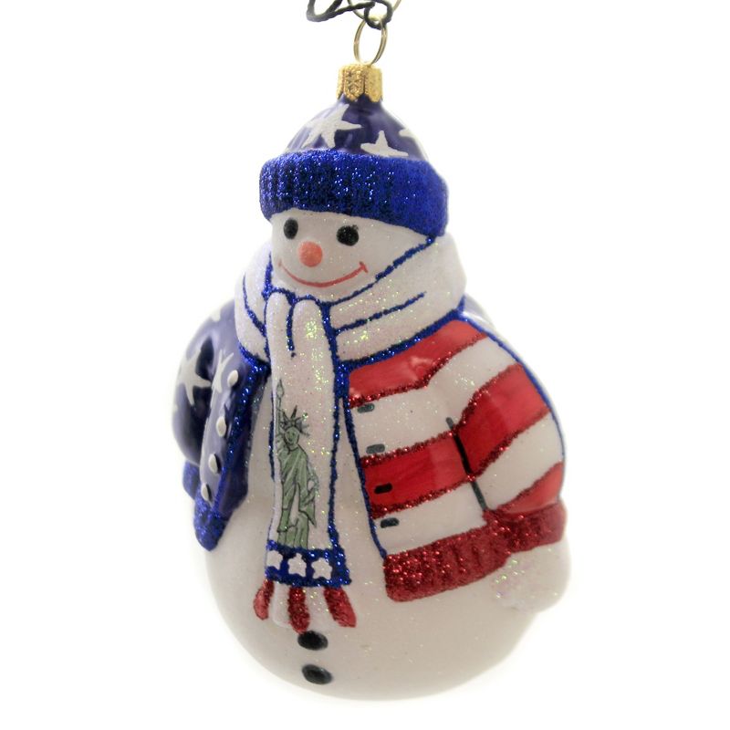 Joy To The World 5.0" Land Of The Free Snowman Ornament Patriotic Stars  -  Tree Ornaments