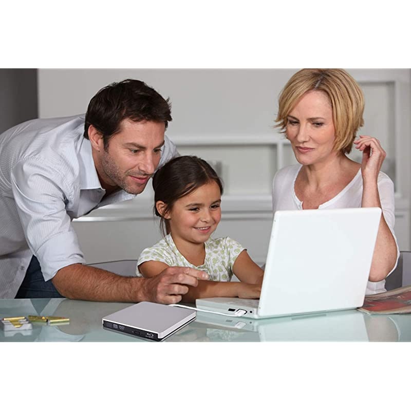 Blu-Ray CD DVD Drive,USB 3.0 Portable BD 3D Blu-Ray Player DVD/CD-RW BD-ROM Burner Compatible with Windows 10/8/7/XP/Vista MAC OS System for Laptop/Desktops PC (Sliver.)