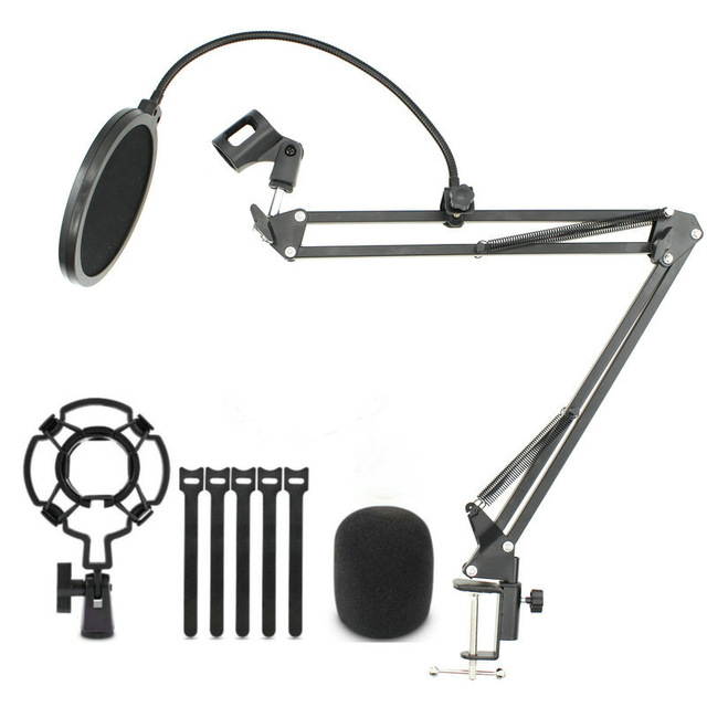 NB-35 Desktop Table Tripod Microphone MIC Stand Holder with Clip Microphone Stand Holder for Mounting on PC Laptop Notebook