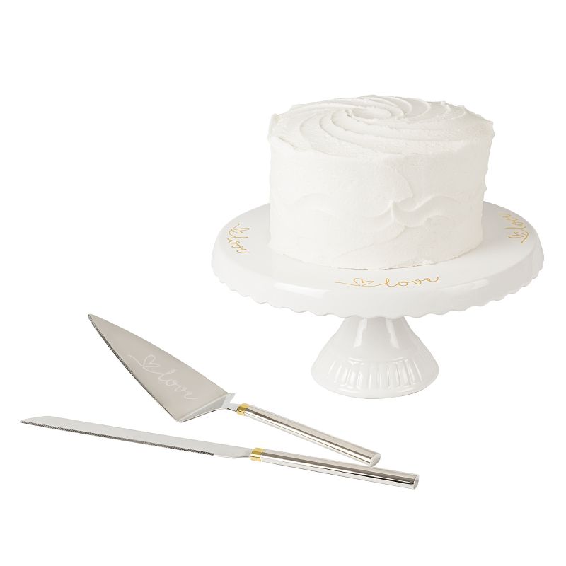 Cake Stand and Server Set White