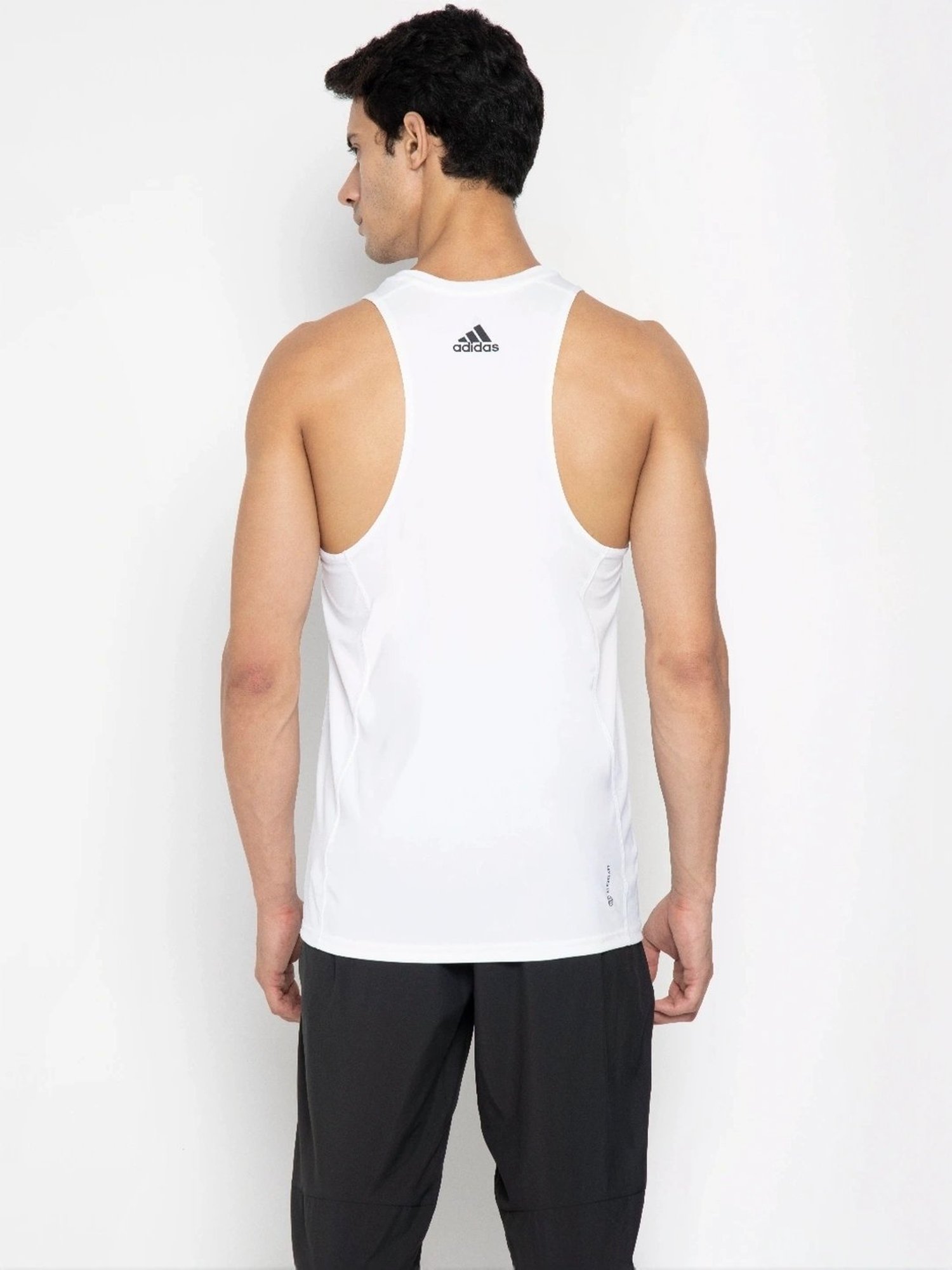 Adidas White Regular Fit Printed Tank Tee