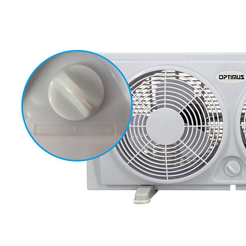 Optimus F-5280 Powerful 2 Speed Versatile 7 Inch Cool Air Home Twin Window Fan with Both Side Speed Control, Built In Slide Screens, and Safety Grill
