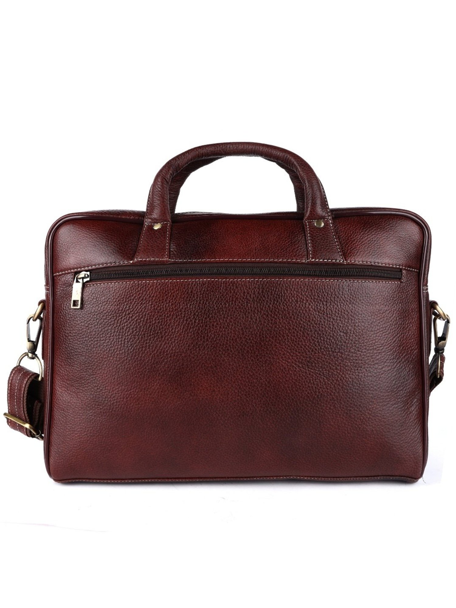 HiLEDER Brown Textutred Large Leather 16.5 inch Laptop Bag