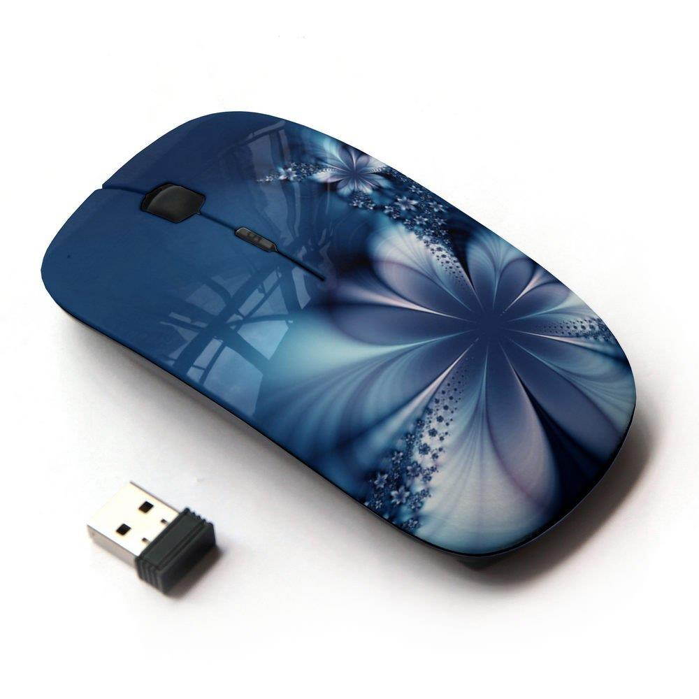 KOOLmouse [ Optical 2.4G Wireless Mouse ] [ Floral Petal Ice Flowers Blurry Blue ]