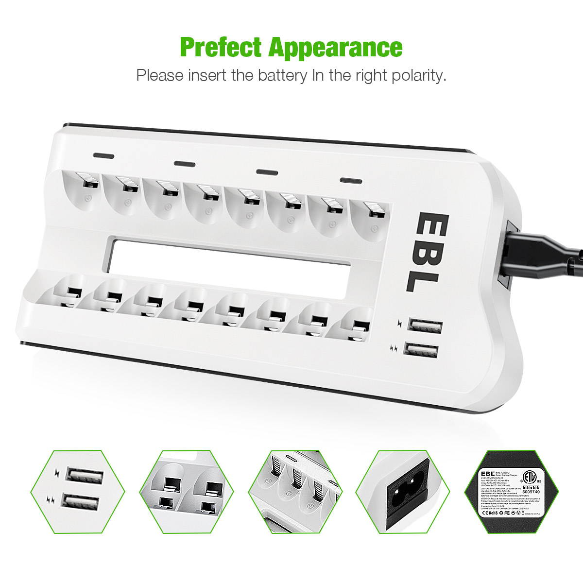 EBL 4 Pack 2300mAh AA Rechargeable Batteries for Microphone, Cameras and More + Battery Charger for AA/AAA NiMH Battery