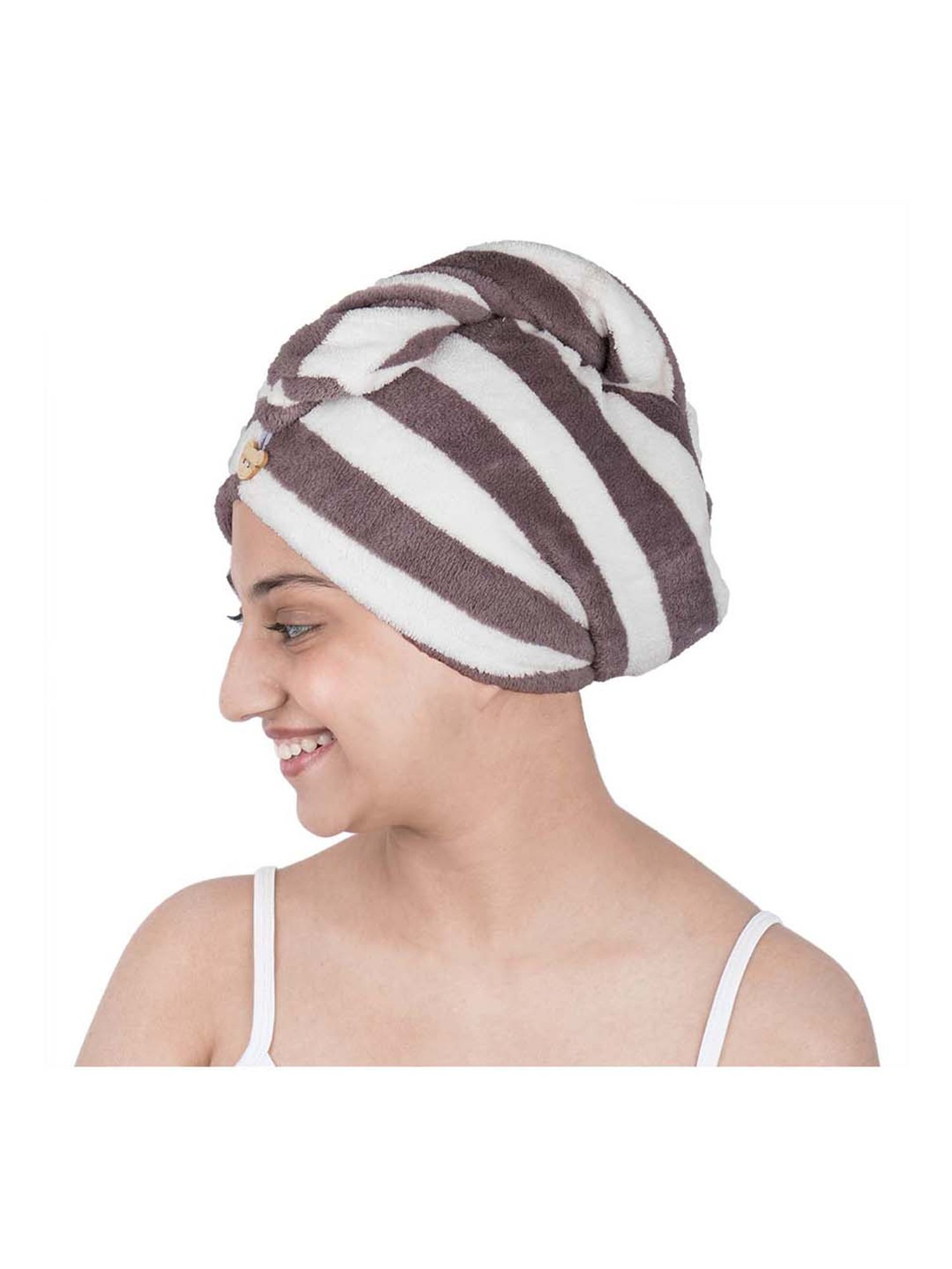 Streak Street Microfiber Hair Wrap Towel Chocolate Stripes