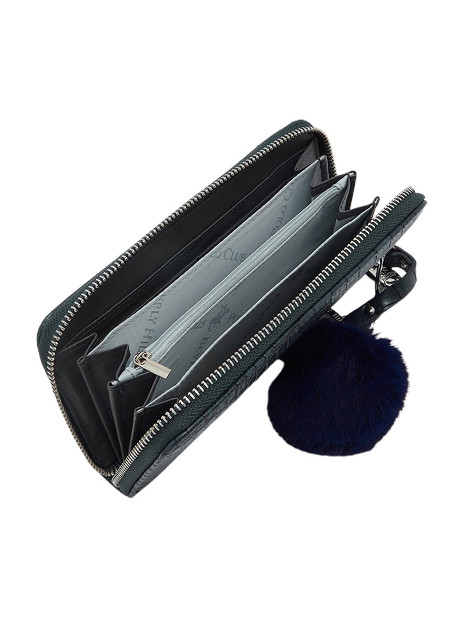 Beverly Hills Polo Club Navy Textured Medium Zip Around Wallet for Women