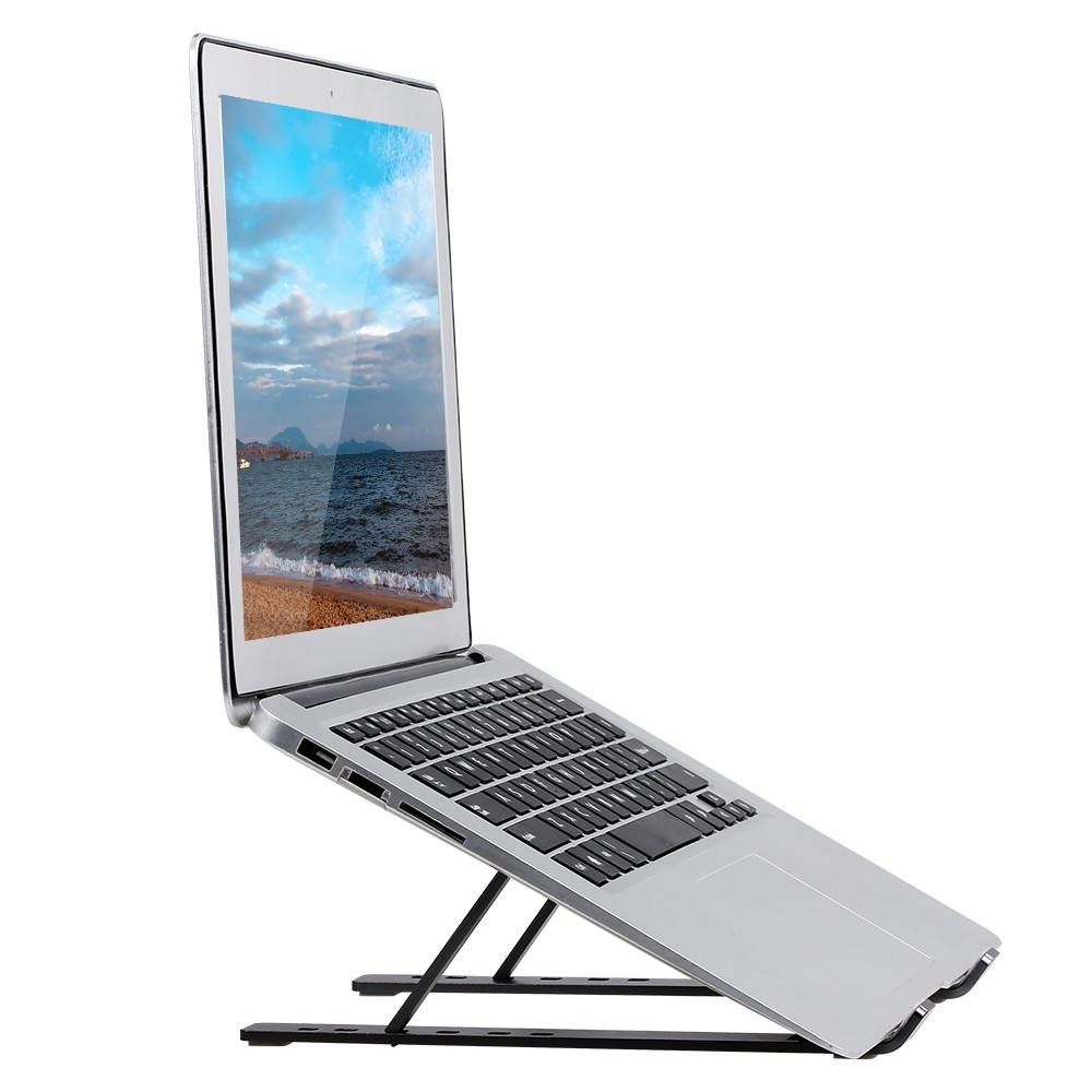 Laptop Stand Portable Aluminum Alloy Laptop Stand Foldable Non-slip Notebook Holder Black