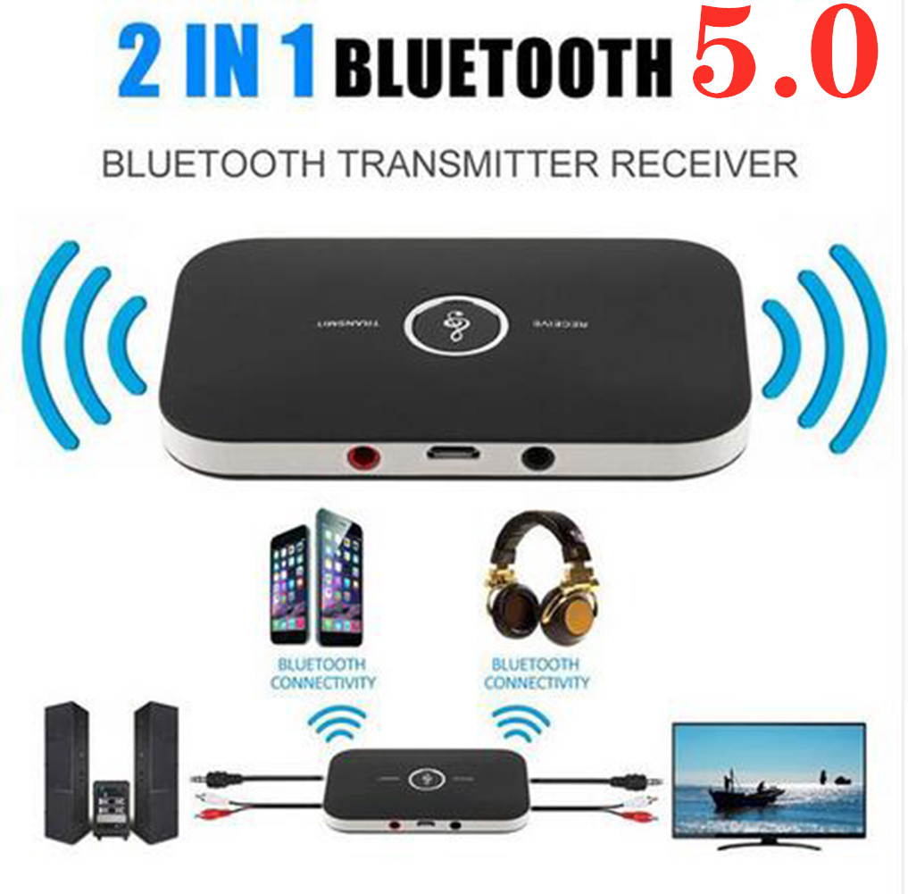 2in1 Bluetooth 5.0 Transmitter & Receiver Wireless A2DP Audio Adapter Aux 3.5mm Audio Player for TV / Home Stereo /Smartphone