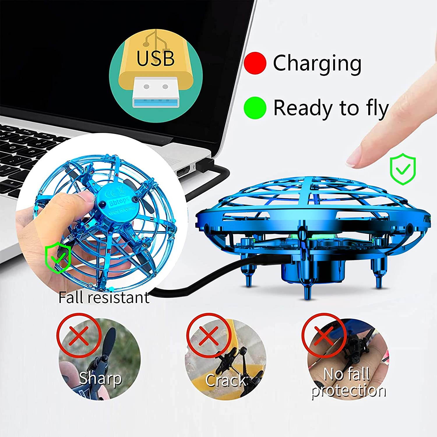 Drone for Kids Toys Hand Operated Mini Drone UFO Flying Ball Toy Gifts for Boys and Girls Motion Sensor Helicopter Outdoor and Indoor
