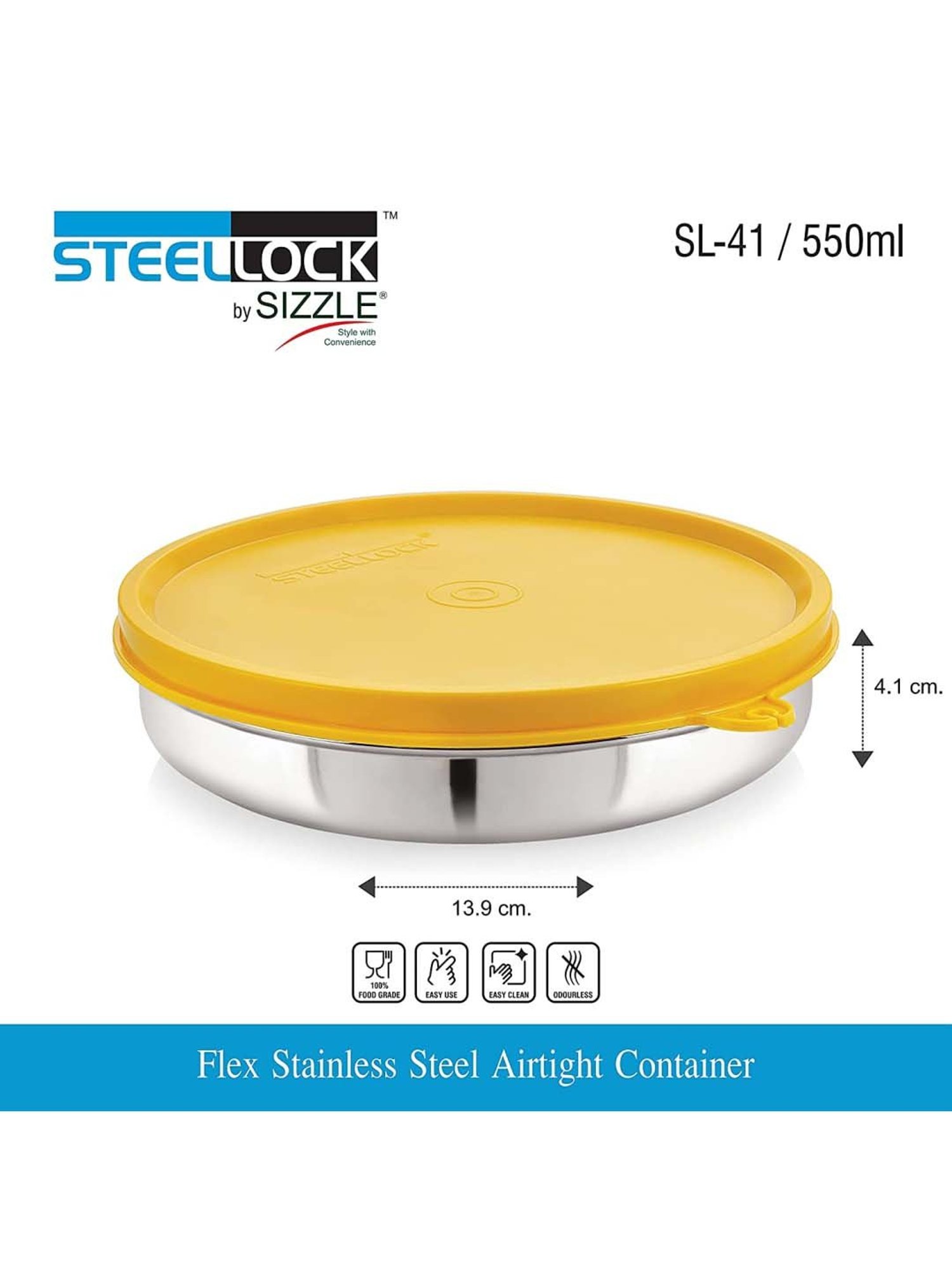 Aristo Silver Stainless Steel Storage Containers with Base Stand - Set of 7