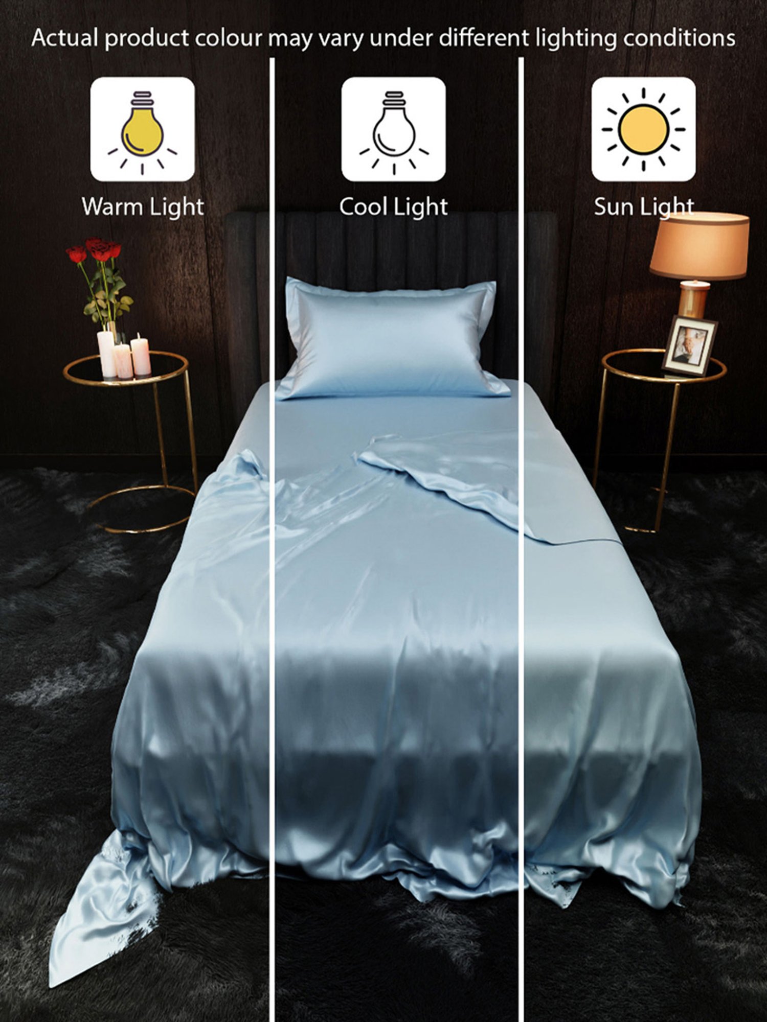 Stoa Paris Date Night Collection Dreamy Blue 300 TC Polyester Single Bedsheet with Pillow Cover