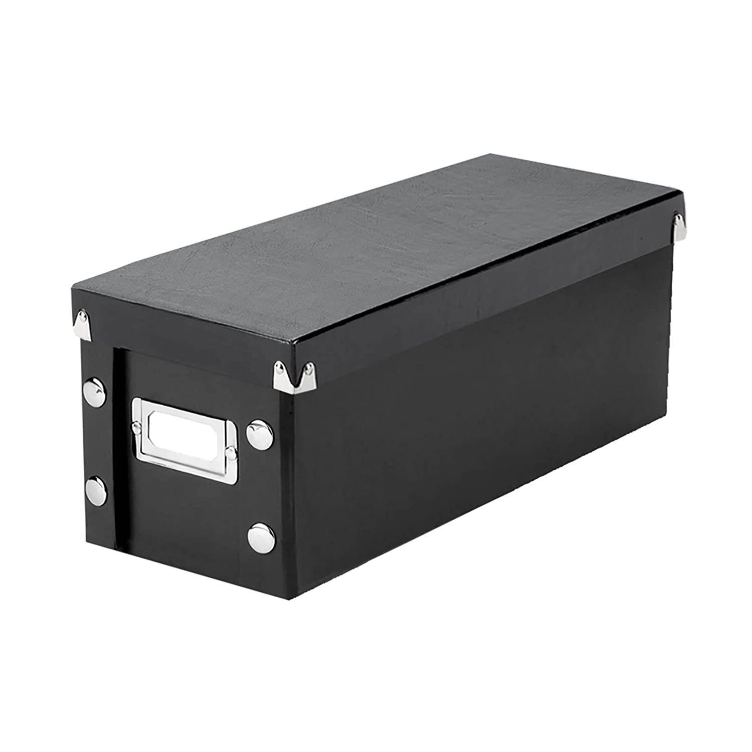 Snap-N-Store CD Storage Boxes, Set of 2 Boxes, Each 13.25" x 5.125" x 5.125", Holds up to 165 CDs, Black (SNS01617)