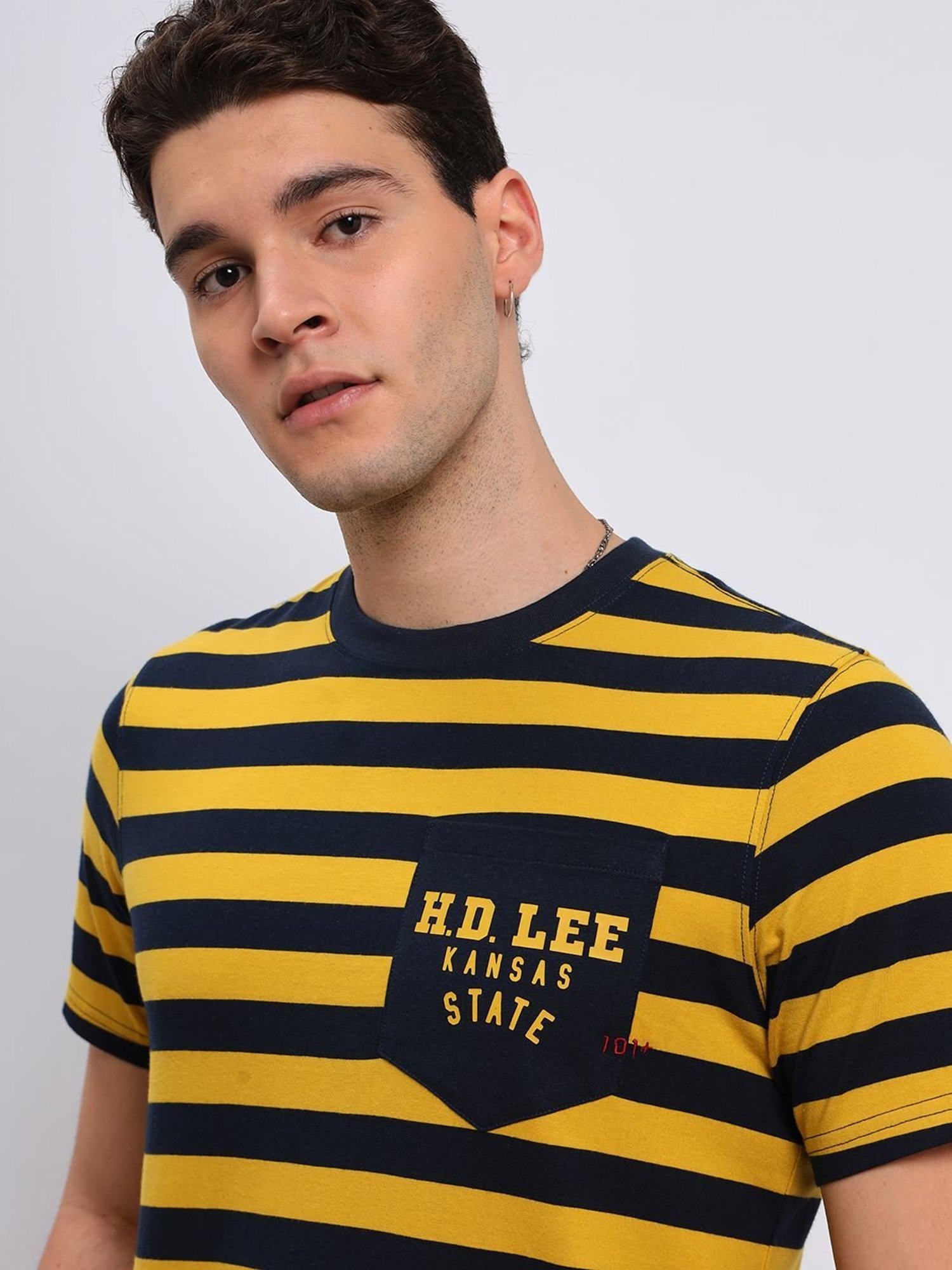 Lee Yellow Slim Fit Striped T-Shirt