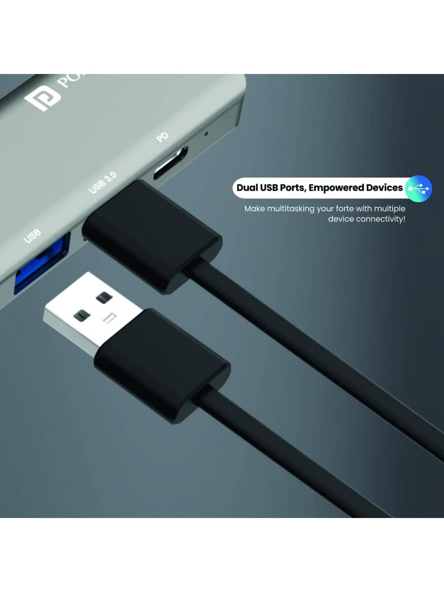 Portronics Mport 52 7-in-1 Type C Hub with 10Gbps Data Transfer, Type C PD 60W Port (Grey)