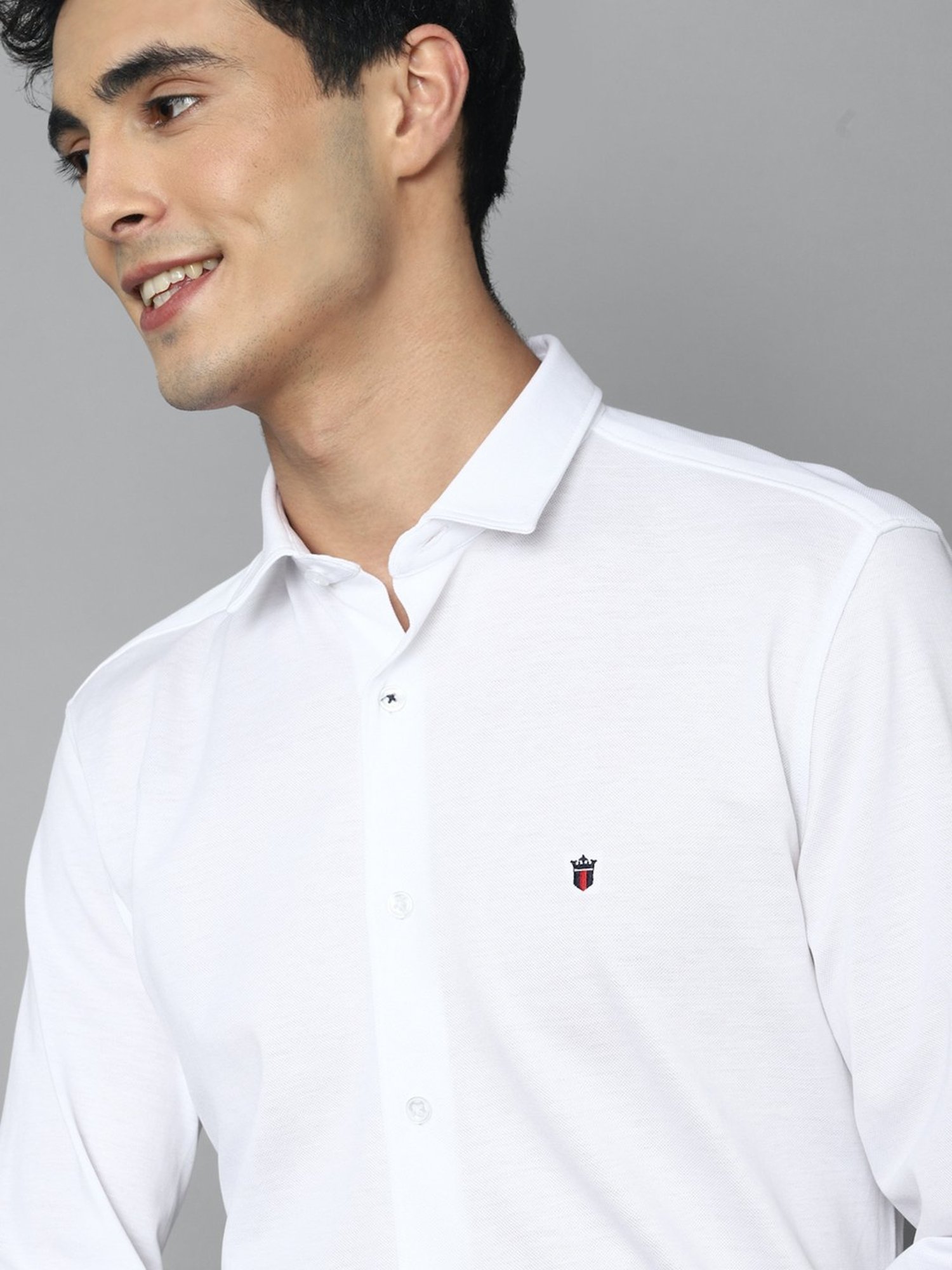 Louis Philippe Sport White Slim Fit Cotton Shirt