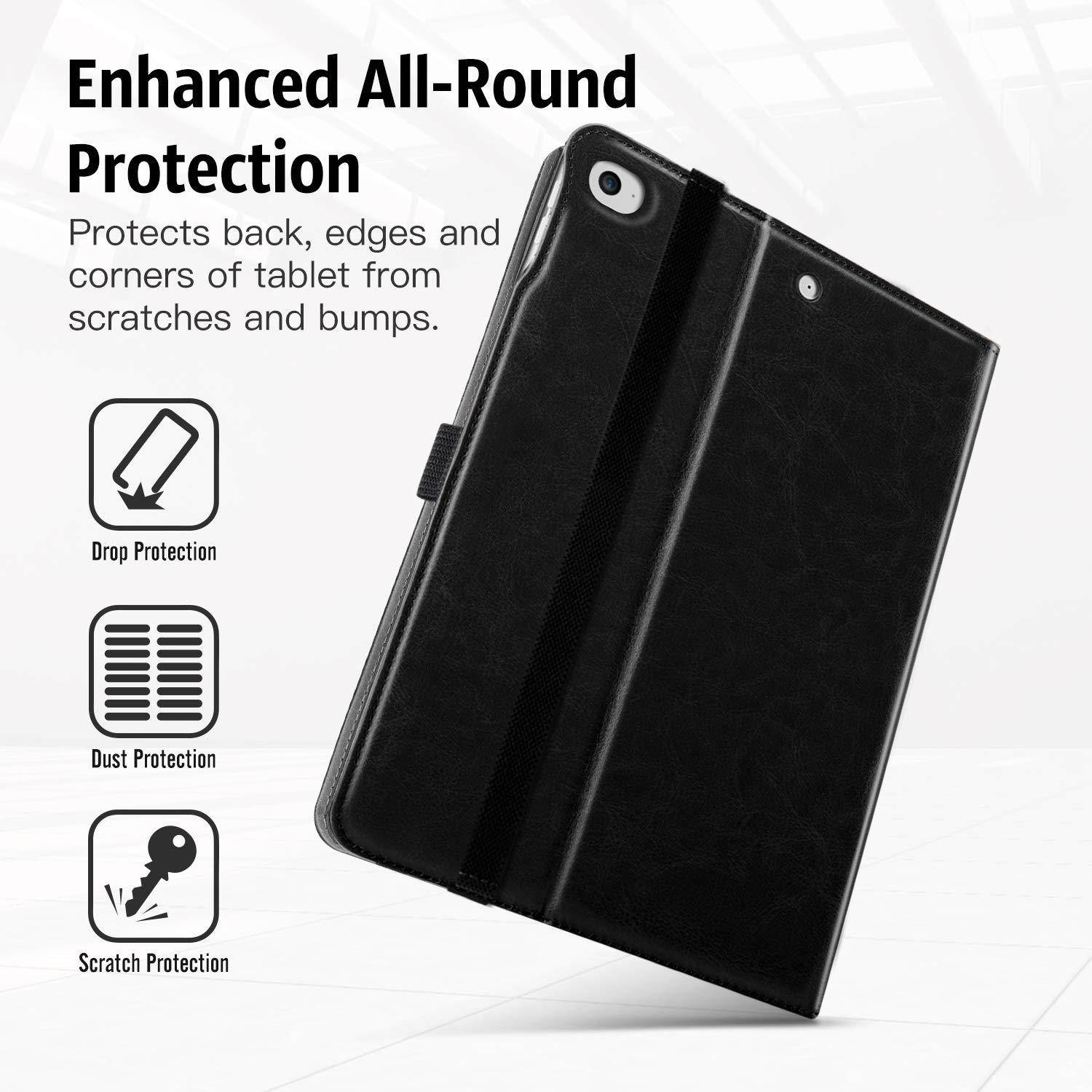 MoKo Case Fit New iPad Mini 5th Generation 7.9" 2019/iPad Mini 4 2015 - Slim Folding Stand Folio Cover Case with Auto Wake/Sleep and Document Card Slots, Multiple Viewing Angles - Black