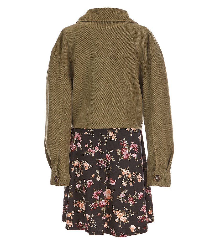 Ally B Big Girls 7-16 Sleeveless Floral Printed Skater Dress With Jacket