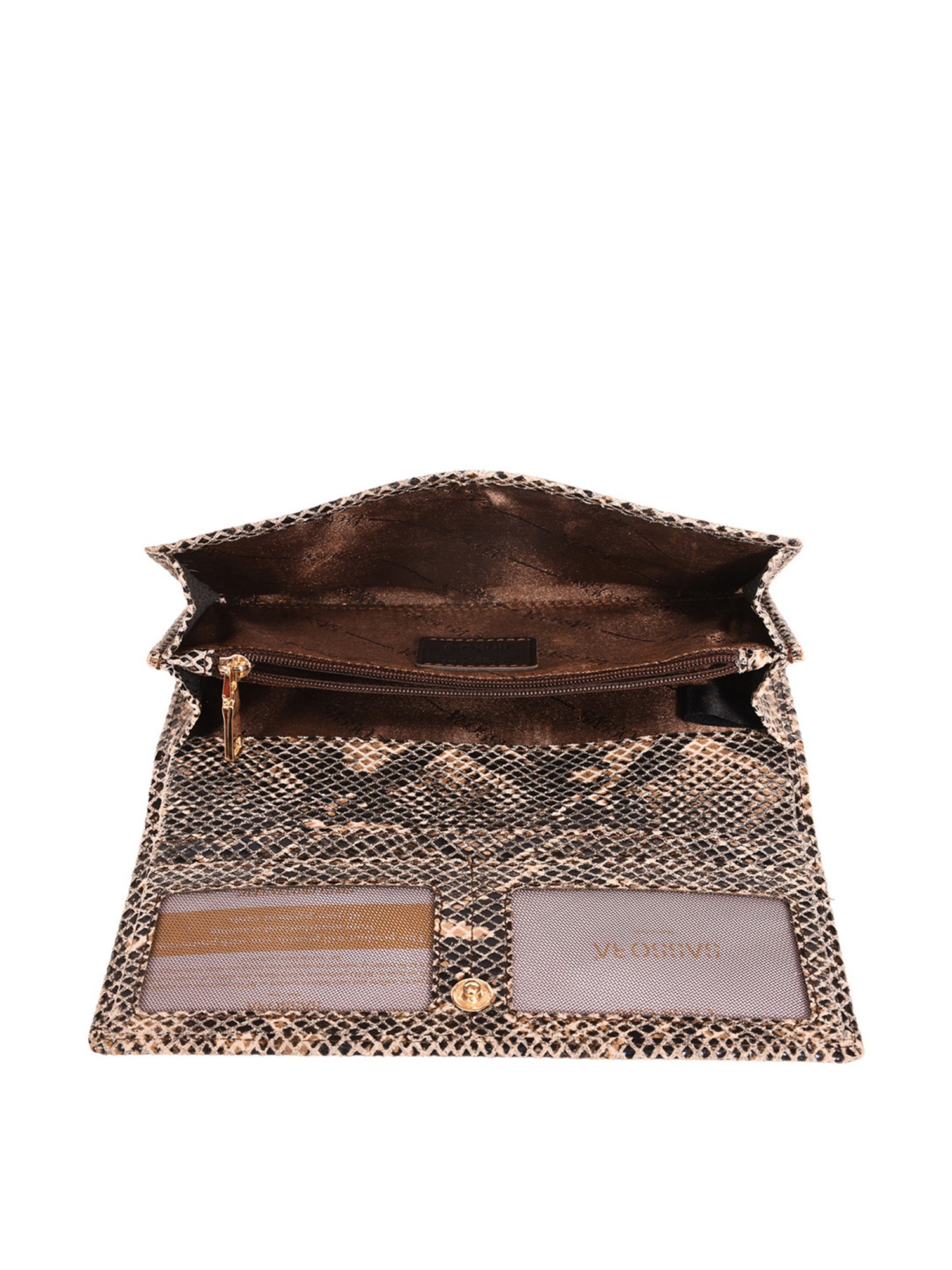 SASSORA Brown Textured Rfid Wallet for Women