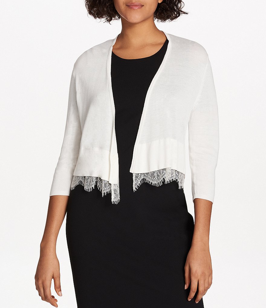 Alex Marie Rosa 3/4 Sleeve Button Front Round Neck Cardigan