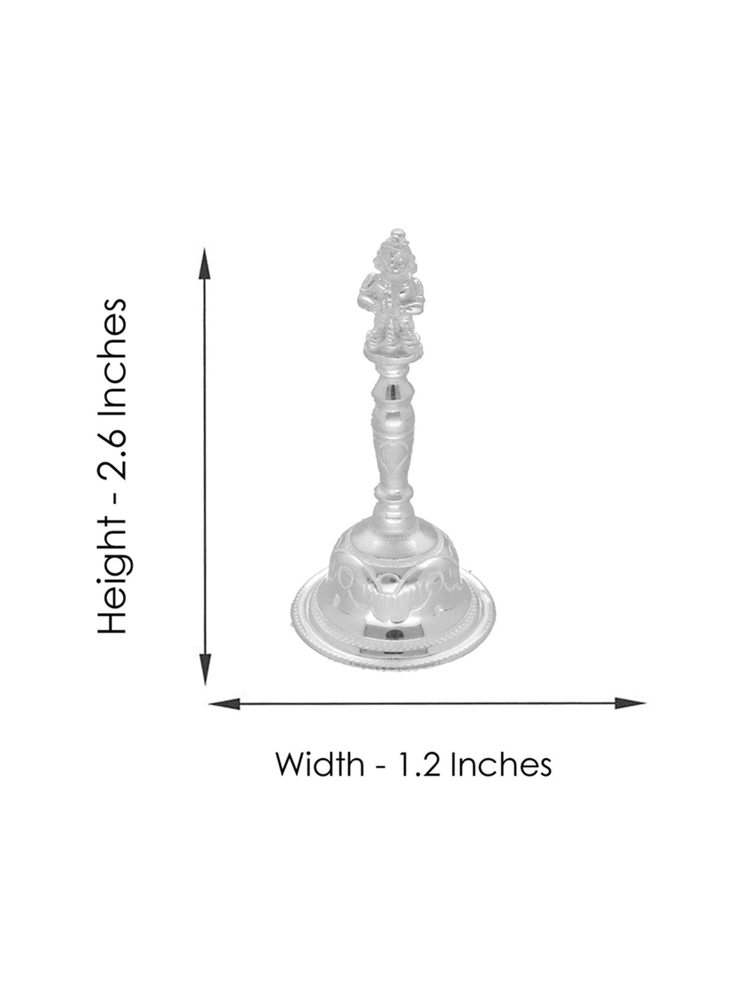 Sri Jagdamba Pearls Hanuman Designed 0.8 Silver Pooja Bell - 33 gm