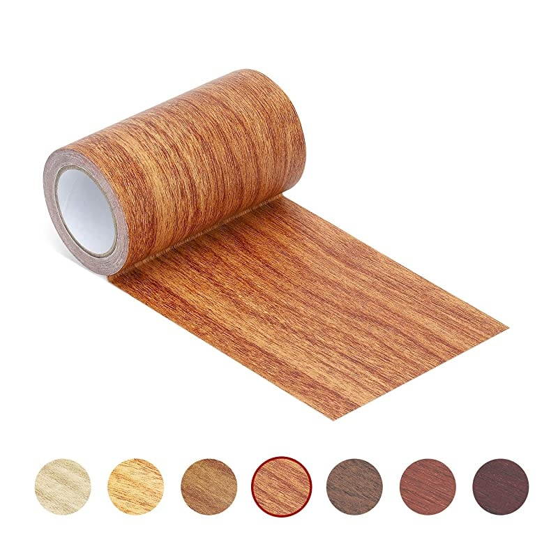 Tape Patch 2.4" X 15' Wood Textured Adhesive for Door Floor Table and Chair(Red Oak)