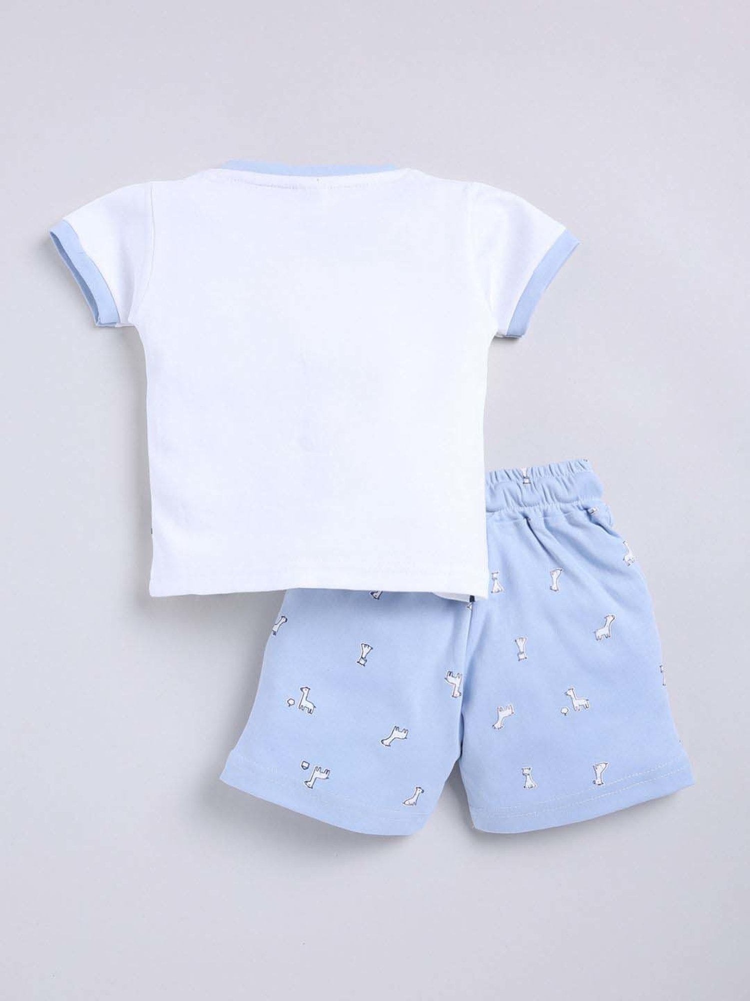 UNO KIDS Boys Blue & White Cotton Printed Top & Short sets