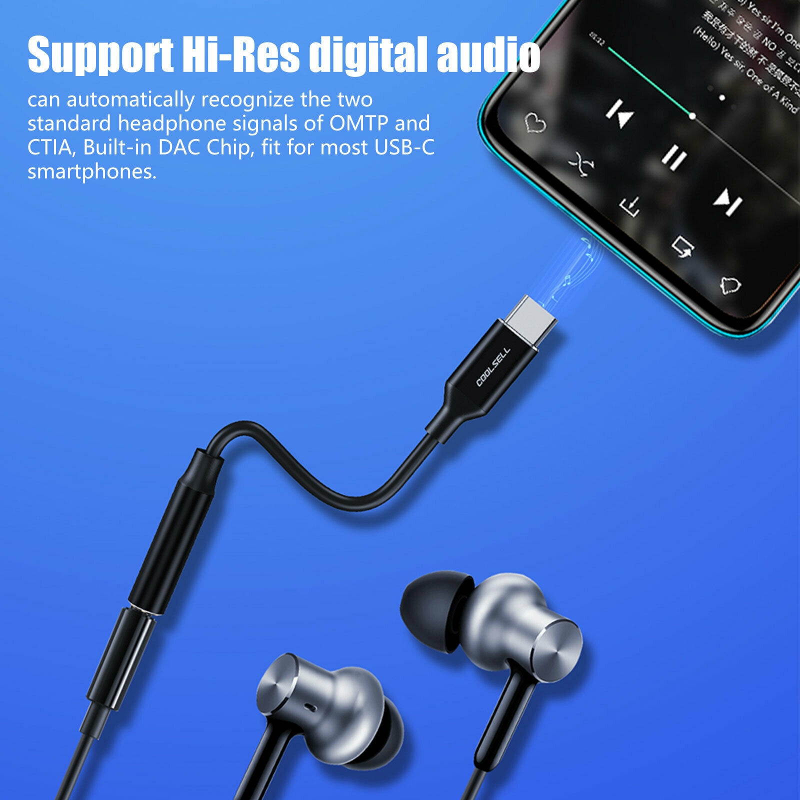 1/2x USB-C Type C Adapter Port to 3.5MM Aux Audio Jack Earphone Headphone Cable