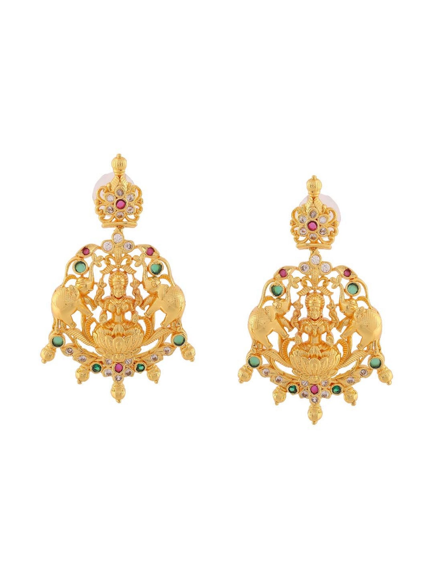 Estele Gold-Plated CZ Lakshmi Devi Embellished with Elephant Designer Necklace Set for Women