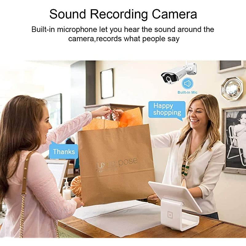 3MP Security Camera System Wireless,8-Channel NVR&8Pcs 1296P FHD (Clearer Than 1080P) Audio Record CCTV Cameras,Waterproof&Good Night Vision,Motion Alert(with 1TB Hard Drive)